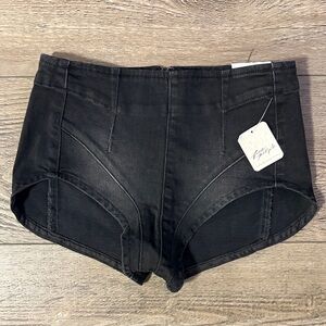 We The Free Jeans Keep It Brief Denim Micro Shorts in Stroke of Midnight Black
